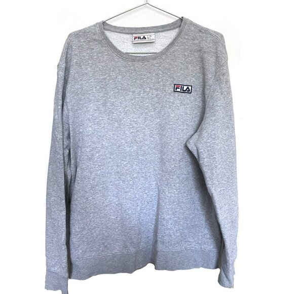 Fila Men's Garran Fleece Crew long sleeve Sweatshirt, gray heather, S - Picture 2 of 6